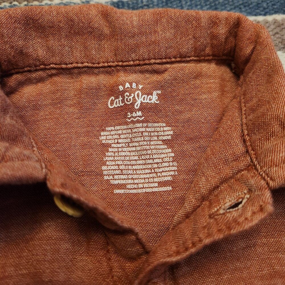 🌻5/$25🌻Cat & Jack orange/tan bear romper - Picture 2 of 3